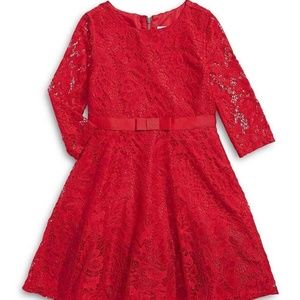 BRAND NEW girl little angels red lace dress size 5T (with mesh underlay)